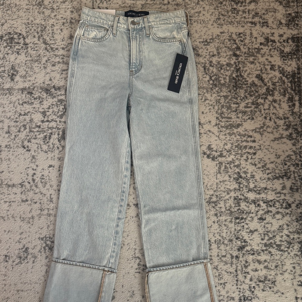 Veronica Beard Dylan Ankle Pale Stone Straight Leg Jeans
